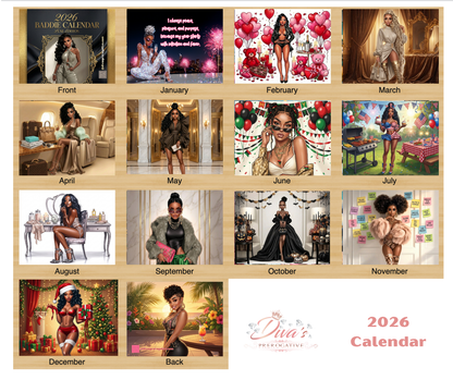 2026 Baddie Calendar – Luxe Edition - Wall Calendar